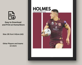 Valentine Holmes NRL Art Print: Queensland Maroons Fan Art (Digital Download)