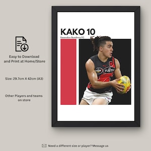 Póster de Isaac Kako del Essendon FC: Arte de fan de la AFL (Descarga digital)