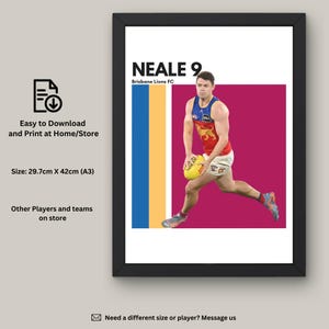 Lachie Neale Art Print: Brisbane Lions AFL Wall Decor (Digital Download)