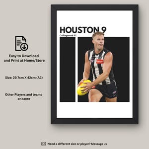 Dan Houston Instant Download Wall Art, Collingwood FC Fan Art, AFL Wall Decor, Digital Artwork, Collingwood Art Print, Gift for AFL Fan