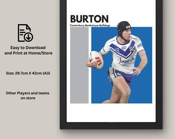 Matt Burton Bulldogs NRL Art Print: Fan Gift (Digital Download)