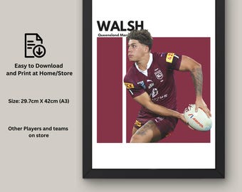 Reece Walsh NRL Print: Queensland Maroons Fan Art (Digital Download)