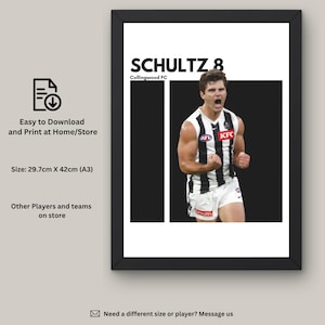 Lachie Schultz Instant Download Wall Art, Collingwood FC Fan Art, AFL Wall Decor, Digital Artwork, Collingwood Art Print, Gift for AFL Fan