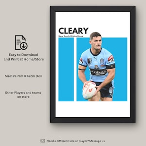 Nathan Cleary Instant Download Wall Art, New South Wales Blues NRL, NRL Wall Decor, Digital Art, NSW Blues Art Print, State of Origin