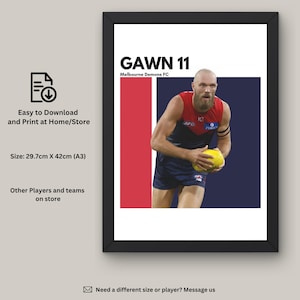 Max Gawn Instant Download Wall Art, Melbourne FC Fan Art, AFL Wall Decor, Digital Artwork, Melbourne Art Print, Gift for AFL Fans