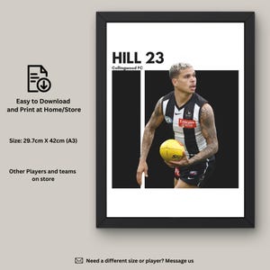 Bobby Hill Instant Download Wall Art, Collingwood FC Fan Art, AFL Wall Decor, Digital Artwork, Collingwood Art Print, Gift for AFL Fans
