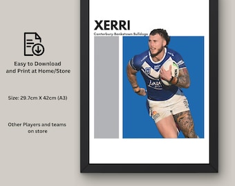 Bronson Xerri NRL Art Print: Bulldogs Fan Gift (Digital Download)