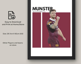 Cameron Munster NRL Art Print: Queensland Maroons Fan Art (Digital Download)