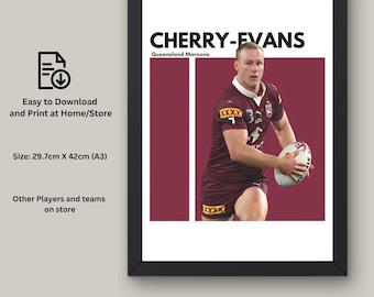 Daly Cherry-Evans NRL Art Print: Queensland Maroons Fan Art (Digital Download)
