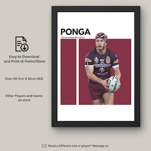 Kalyn Ponga NRL Print: Queensland Maroons Fan Art (Digital Download)