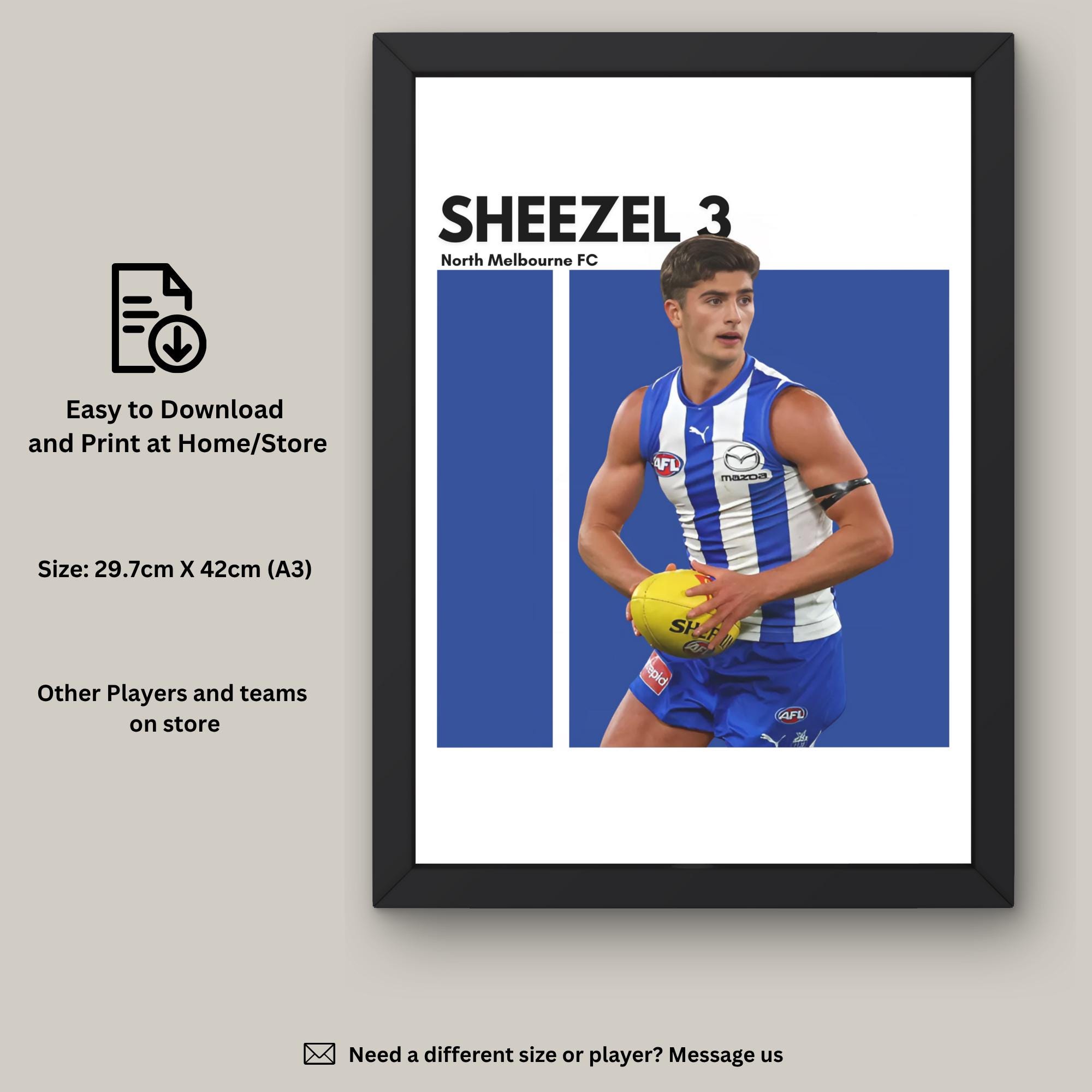 Harry Sheezel AFL Art Print: North Melbourne FC Fan Gift (digital ...
