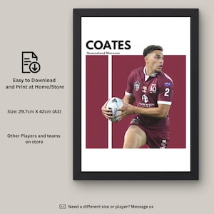 Xavier Coates NRL Wall Art: Queensland Maroons, State of Origin (Digital Download)