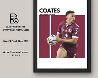 Xavier Coates NRL Wall Art: Queensland Maroons, State of Origin (Digital Download)