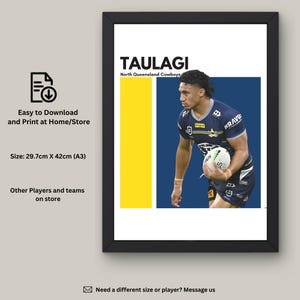 Murray Taulagi Print: North Qld Cowboys NRL Fan Art (Digital Download)