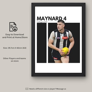 Brayden Maynard Instant Download Wall Art, Collingwood FC Fan Art, AFL Wall Decor, Digital Artwork, Collingwood Art Print, Gift for AFL Fan