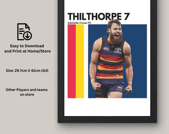 May include: Framed print featuring a football player in a team uniform. The print includes the player's name, number, and team logo. The size is 11.7 inches x 16.5 inches (A3). The print is in a black frame.