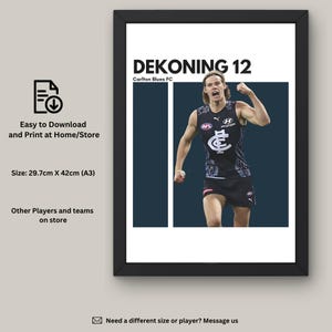 Tom De Koning Art Print: Carlton FC, AFL Wall Decor (Digital Download)