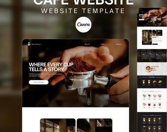 Cafe Website Landing Page Template Design Editable in Canva