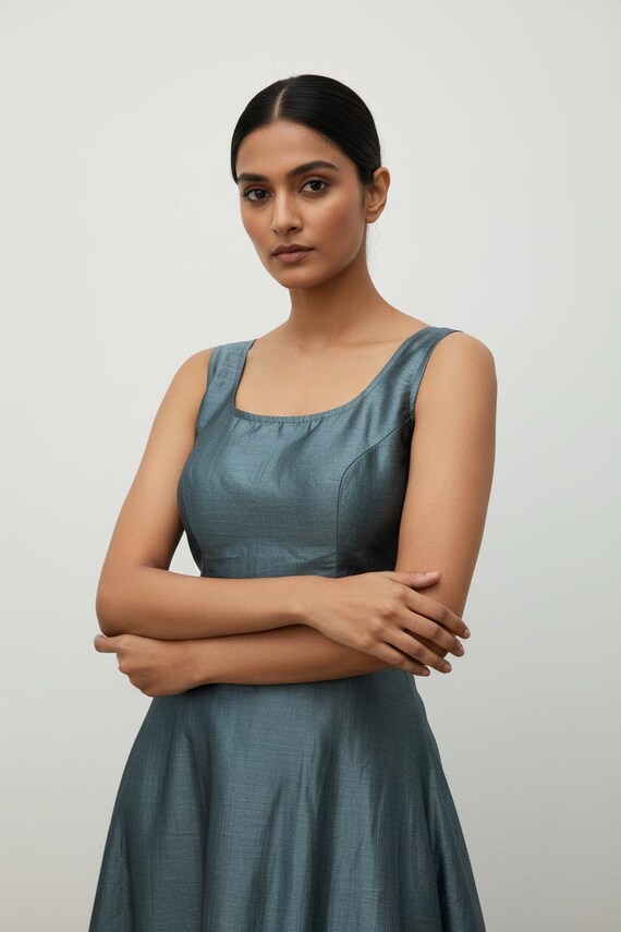 Grey raw silk blouse