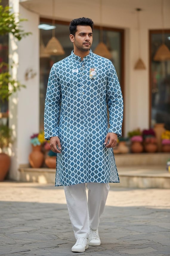 Plus size kurta pajama set for men