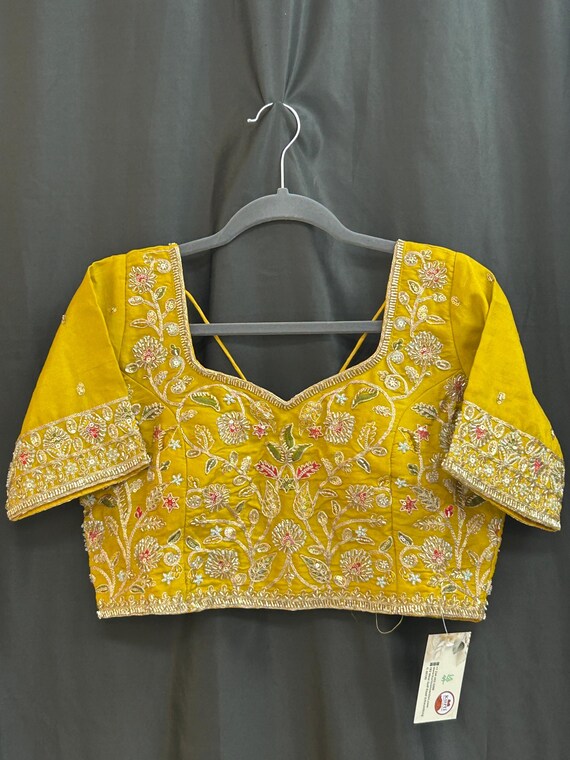 Hand embroidered blouse | tissue silk blouse with all over hand embroidery