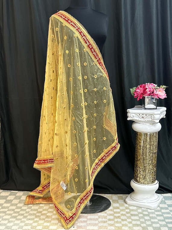 Bridal dupatta | golden dupatta for bridal lehenga/ saree