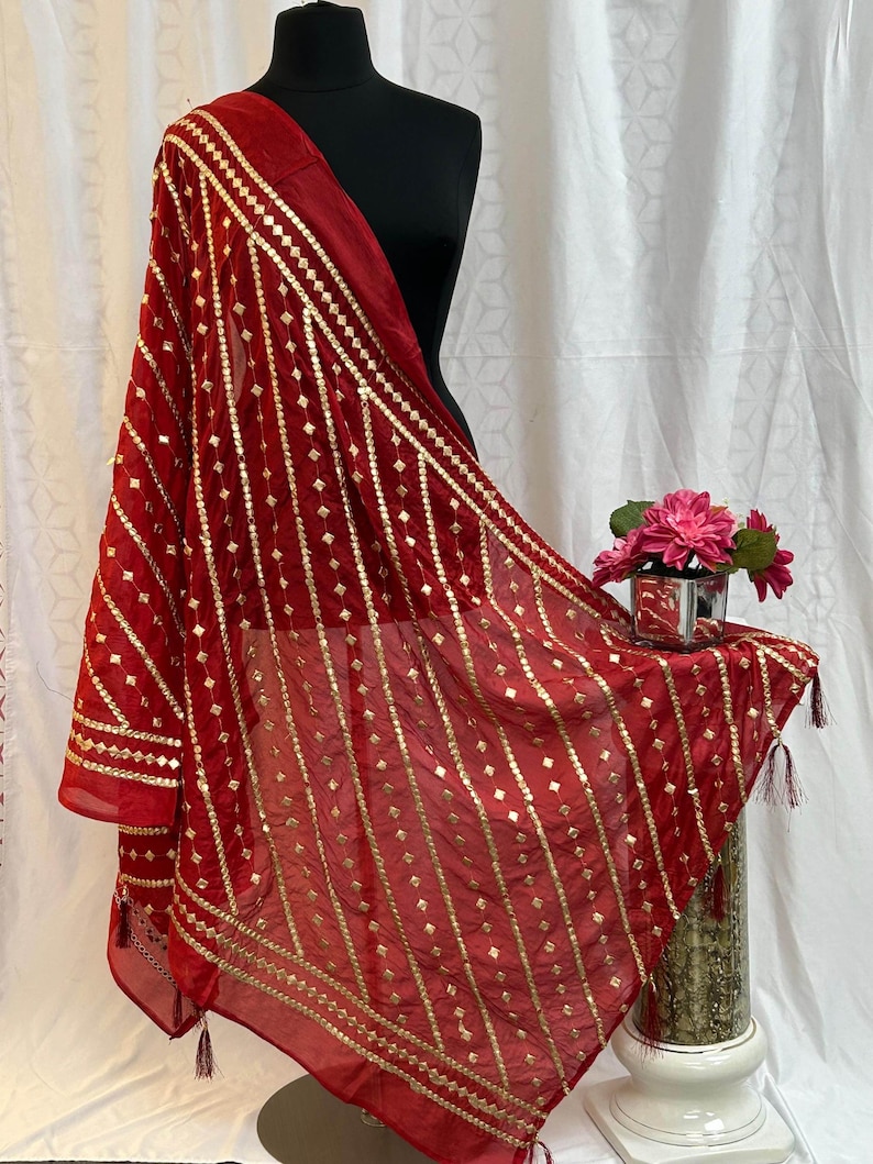 Maroon Embroidered Front Slit Top Bottom and Dupatta Set