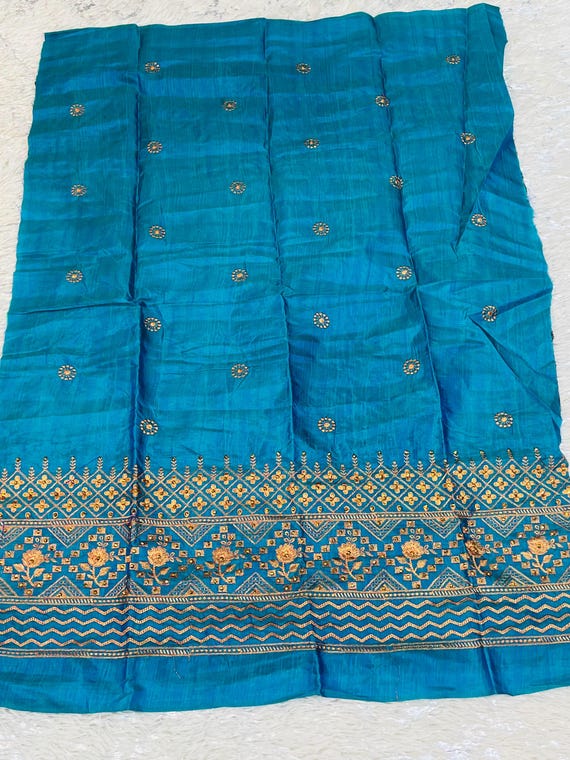 Embroidered blouse piece / unstitched blouse piece / silk material