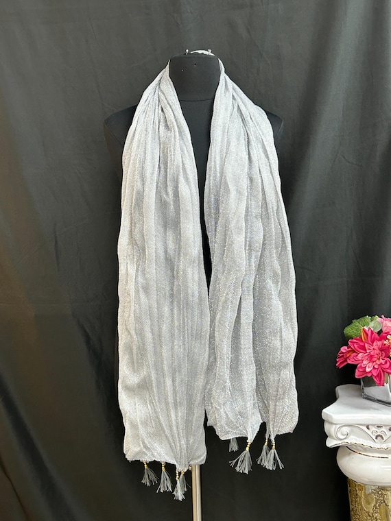 Silver tissue dupatta