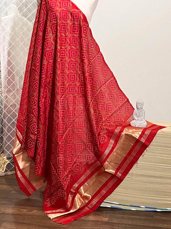Bandhani print dupatta, cotton silk dupatta with bandhani print
