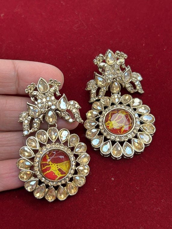 Firestone earrings | Kundan earrings