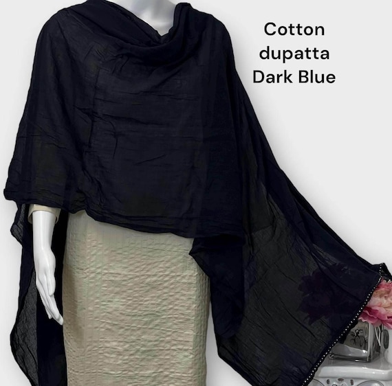 Pure cotton dupatta : dark blue