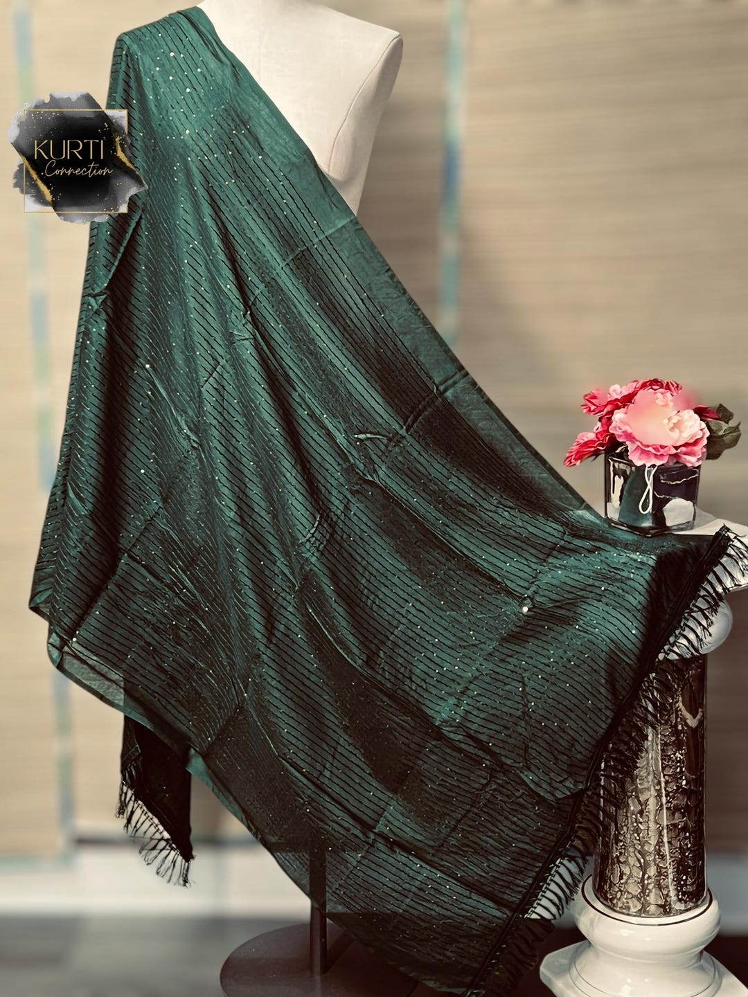 Dark Green Mehndi function Dupatta main image 0
