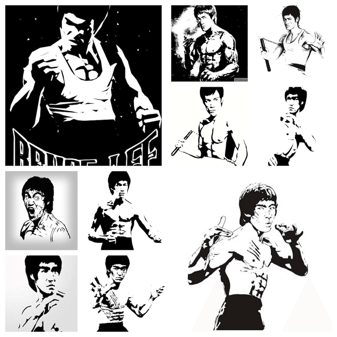 Bruce Lee Black and White PNG Collection | 10 Iconic Poses