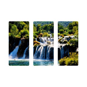 Digital Art Download, Forest Waterfall 3 Panel