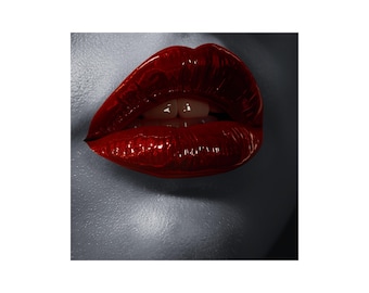 Rode lippen-kunstprint, woondecoratie (digitale download)