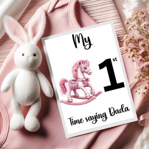 Digital Art Download, Pink Rocking Horse Baby Milestones