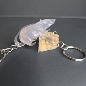 Rat and Cheese Keychain Set Cute Resin Keychains Funny Gift Idea Cheese Lover Gift Kawaii Animal Charm Handmade Gift Set