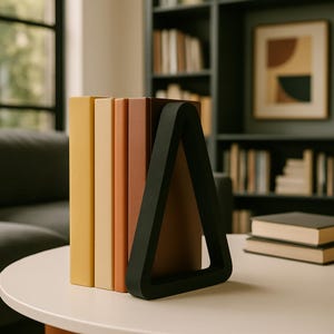 Suporte para livros, suporte para livros moderno, suporte para livros triangular, suporte para livros minimalista, acessórios para escritório em casa, presente para leitores, decoração de escritório de mesa exclusiva