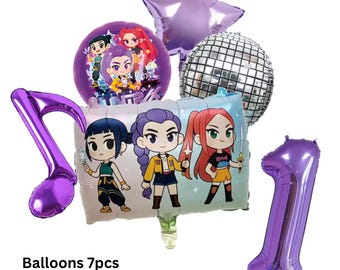 Demon hunter Inspired Birthday Foil Balloons, K-pop music Decorations, 10pcs 0-9 numbers