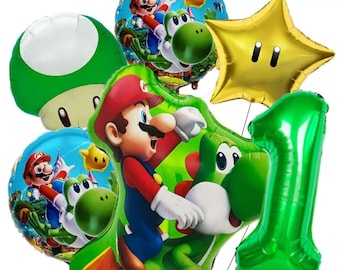 6 stuks groen thema gaming verjaardagsballonnen voor kinderen, inclusief nummer 1-9 ontwerpen, gamerfeestdecoratieset, leuke verjaardagsbenodigdheden, decor kid