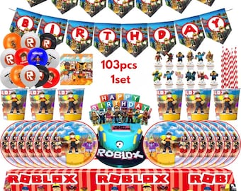 Birthday Theme Party Supplies Set, Gaming Decorations, 103pcs Decorations