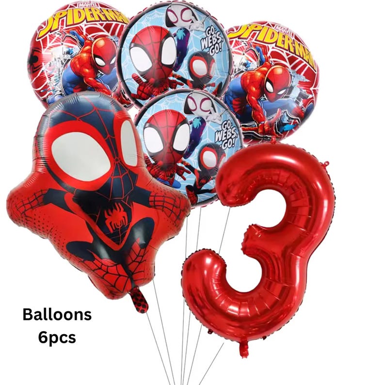 Spider-Man Birthday Balloons, Superhero Party Decorations, Kids Party Supplies 3