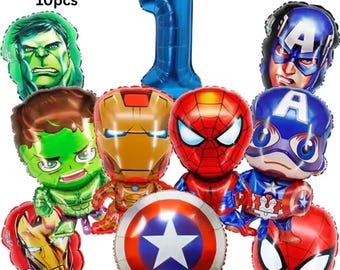 Superhero Birthday Balloons, Foil Party Decorations (10PCS)