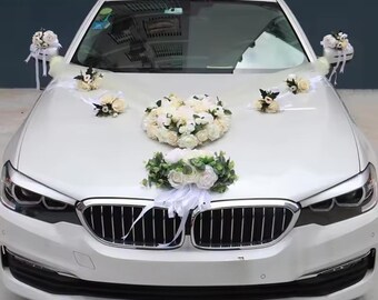 Artificial Silk Rose Peony Wedding Car Decor Kit, Romantic Bridal Floral Set