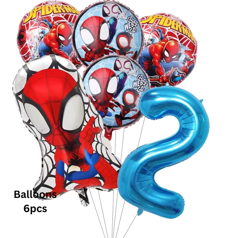 Spider-Man Birthday Balloons, Superhero Party Decorations, Kids Party Supplies 2b