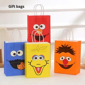 6pcs Street Elmo Birthday Party Favor Bags, Treat Boxes, Kids Supplies