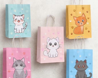 5 stücke Cartoon Katze Party Favor Taschen, Geburtstag Leckerbissen Boxen, Kinder Lieferungen