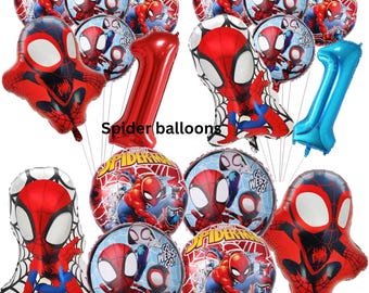 Spider Birthday Balloons, Superhero Party Decorations, Kids Party Supplies