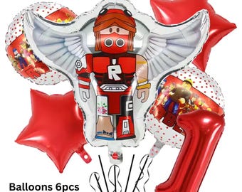 1-9 Numbers Gaming Birthday Balloons, 6pcs Party Decorations, Birthday Decor for kids
